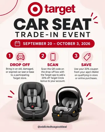 🚗 Target’s Car Seat Trade-In Event is coming back! From September 20 through Oc