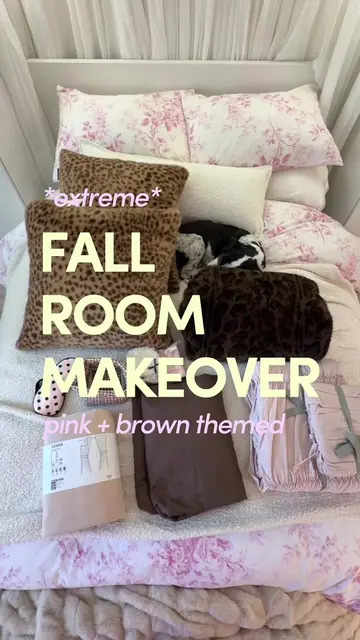 cozy fall room makeover🎀🤎⭐️ pink and brown aesthetic  #aesthetic #roommakeover
