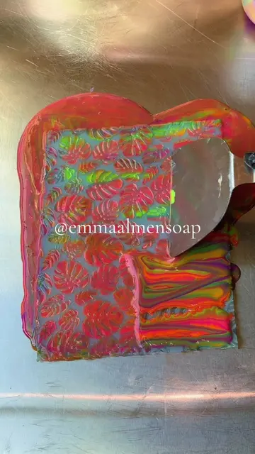 Making Unique Monstera Soap with Black & Neons! 🖤 #soapmaking #soap #handmadeso