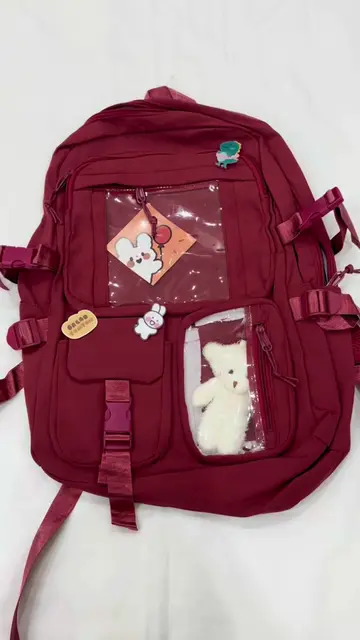 Red Cherry 🍒 Backpack with cute accessories #foryoupage❤️❤️ #touchstone #korean