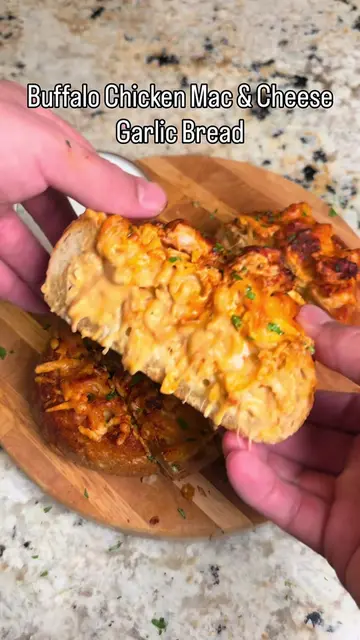Buffalo Chicken Mac & Cheese Garlic Bread. Share this with someone who needs thi