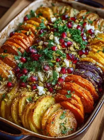 🍠 Roasted Sweet Potato & Vegetable Bake with Feta, Pomegranate & Pistachios Ing