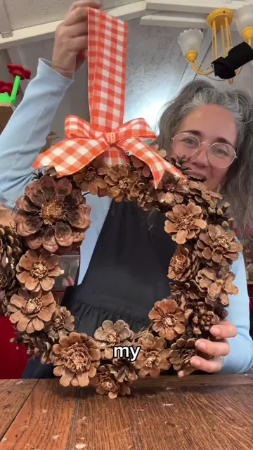 Apparently all we needed for an autumn wreath was a bag of pinecones #AutumnCraf