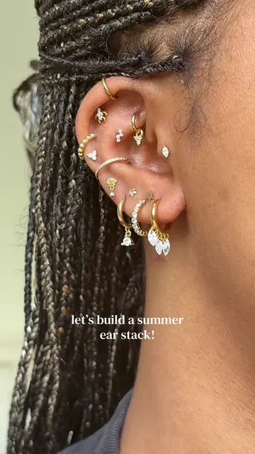 let’s build a (somewhat) summer ear stack☀️ (at the end of summer lol) #summerea