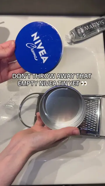 Don’t waste your empty Nivea tins! 🧴 Turn them into a DIY solid brush cleanser✨