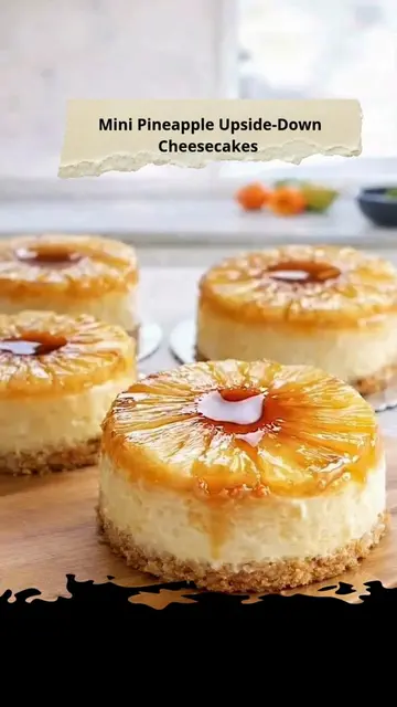 Mini Pineapple Upside-Down Cheesecakes 😍🍍 Ingredients: 1 1/2 cups graham crack