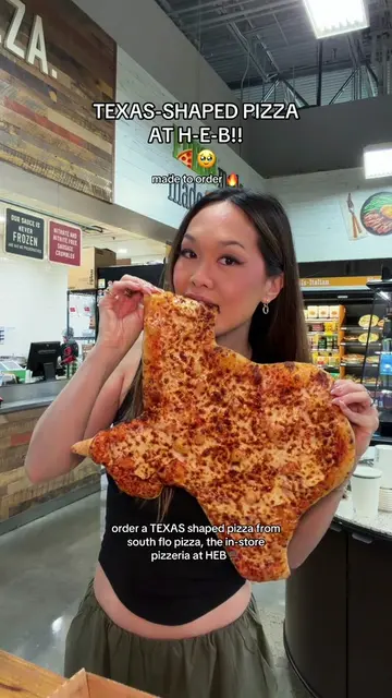 TEXAS-SHAPED PIZZA at south flo pizza, HEB’s in-house pizzeria is officially her