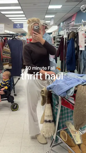 30 minute Fall thrift haul 🍂🤍 yes or no to thrifted Uggs?? #thrift #thrifthaul