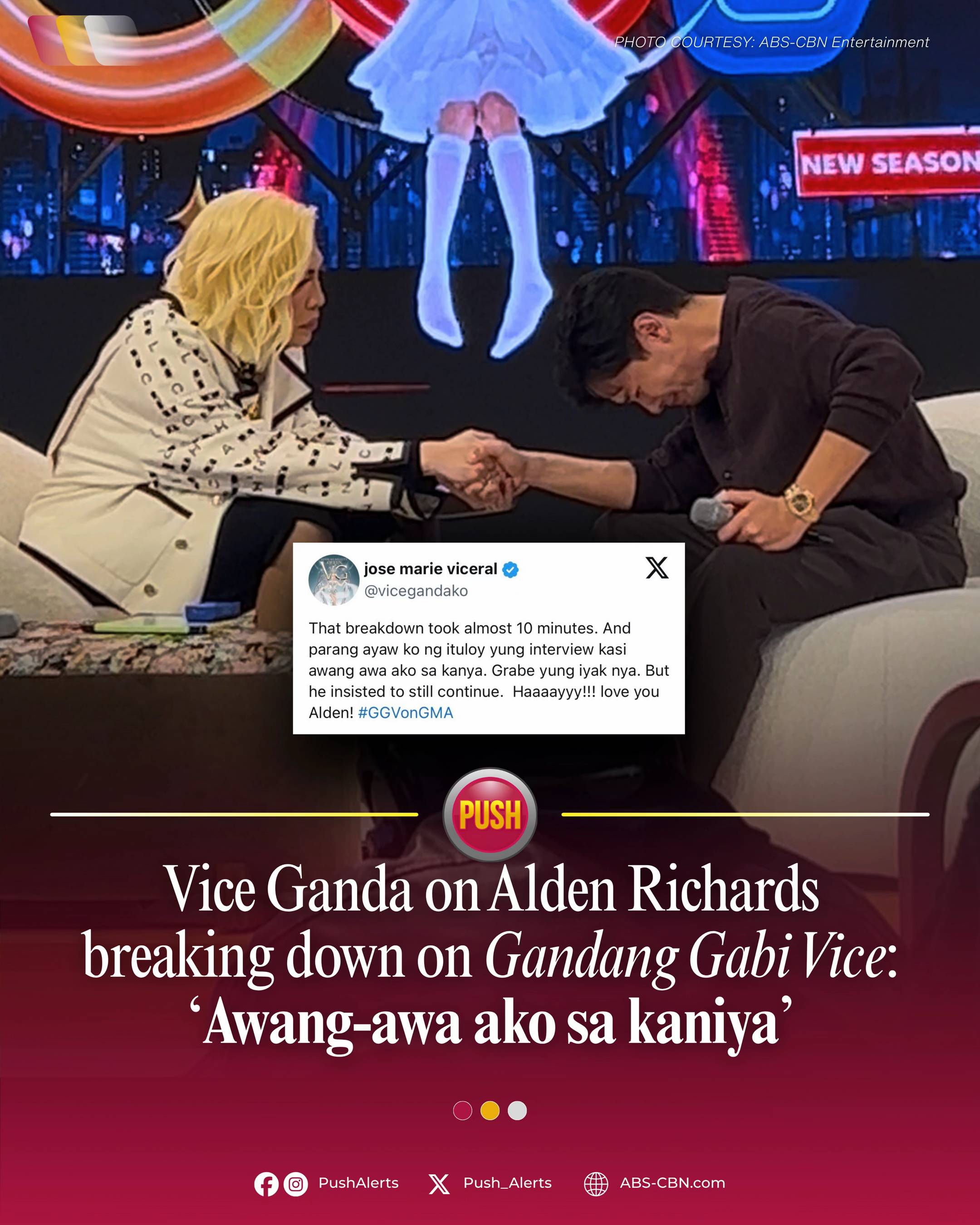 Kapamilya superstar Vice Ganda shares how he felt for Alden Richards after the K