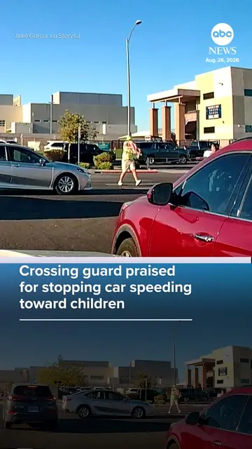 Dashcam footage captured the moment a heroic crossing guard in Las Vegas, Nevada
