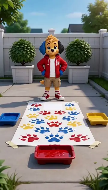 Red! Yellow! Blue! Otto’s learning his colors - one messy paw print at a time! �