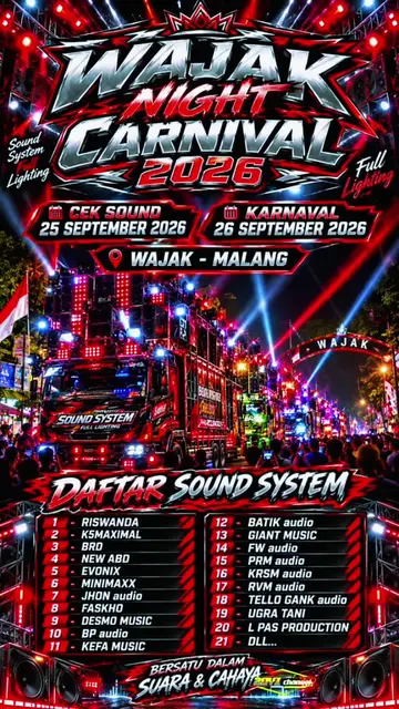 WAJAK NIGHT CARNIVAL 2026 daftar sound sementara ...  #jadwalkarnaval  #wajakcar
