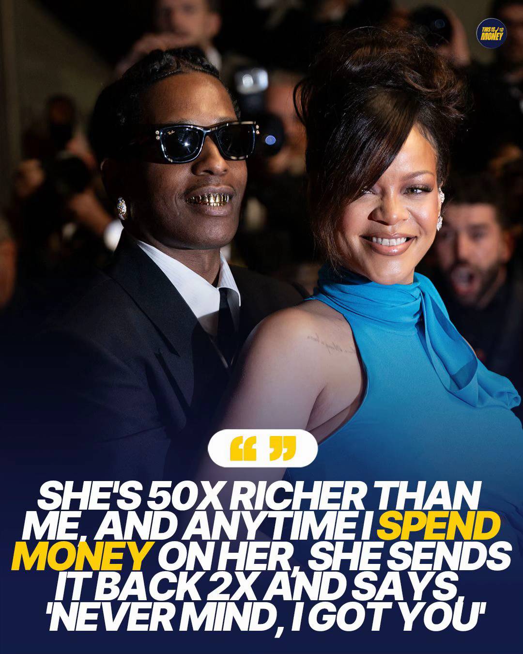 ASAP Rocky says Rihanna is so wealthy that whenever he spends money on her, she 
