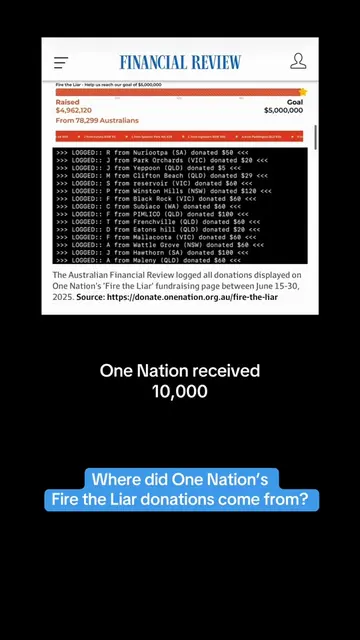 Did this many people from NT donate to One Nation’s Fire the Liar campaign? The 