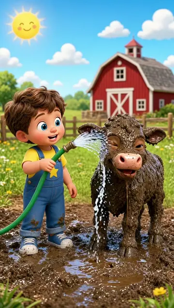 🐄 Wash the Muddy Farm Animals! 🫧 | Learn Animal Names & Sounds 🐐🐔 🐄🐐🐔 The