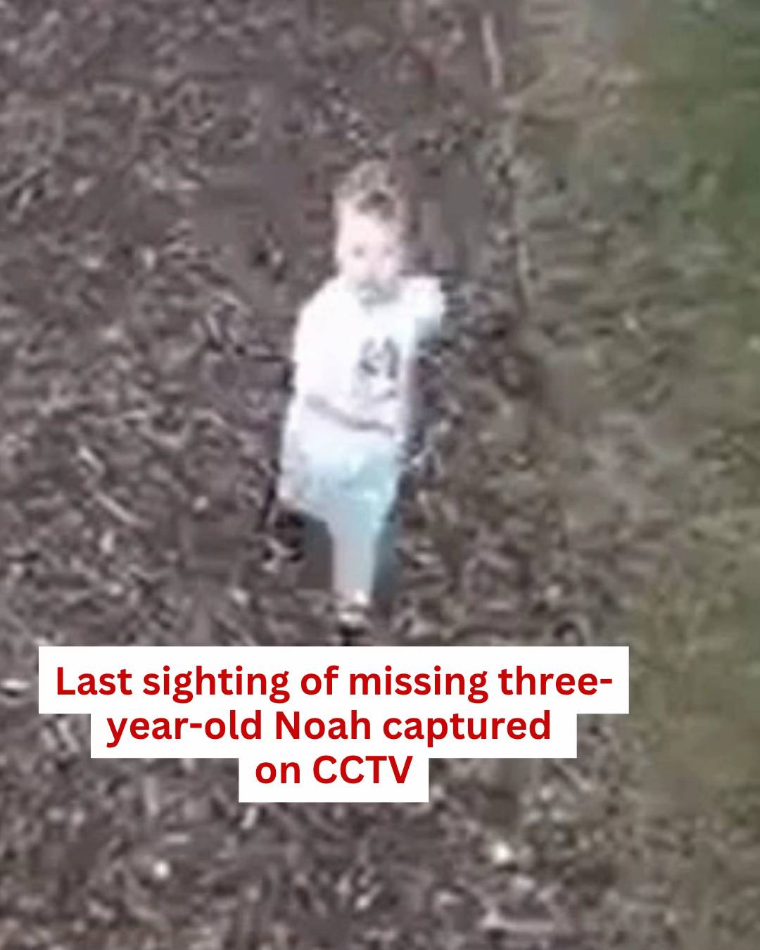 CCTV shows the last sighting of missing three-year-old Noah 20 mins before he va