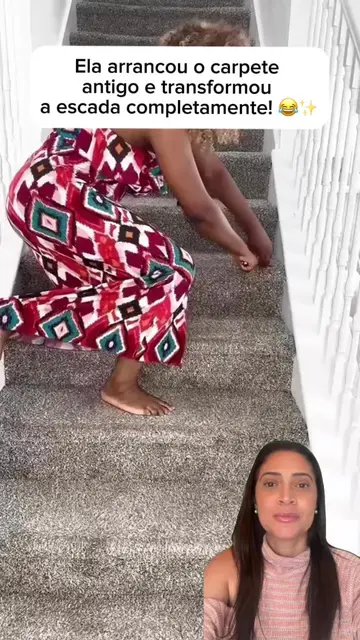 Ela arrancou o carpete antigo e transformou a escada completamente! 😂✨ Depois d
