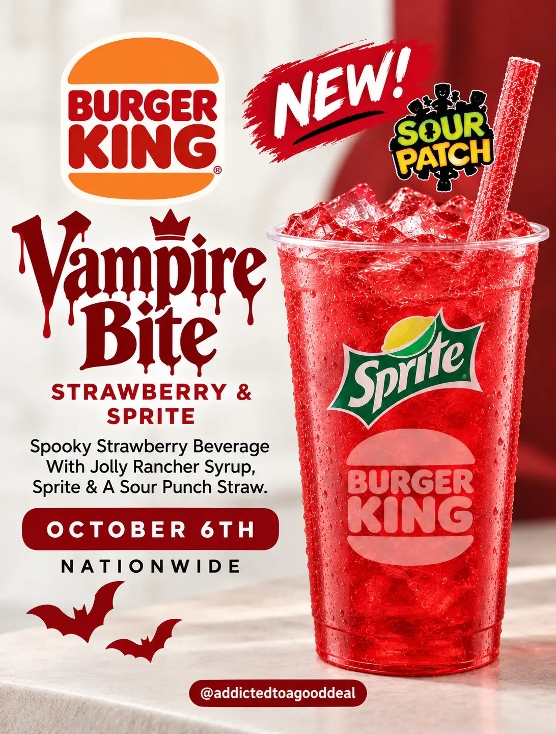 🧛‍♀️🍓 A spooky new sip is coming to Burger King! 👀🥤 The Vampire Bite Strawbe