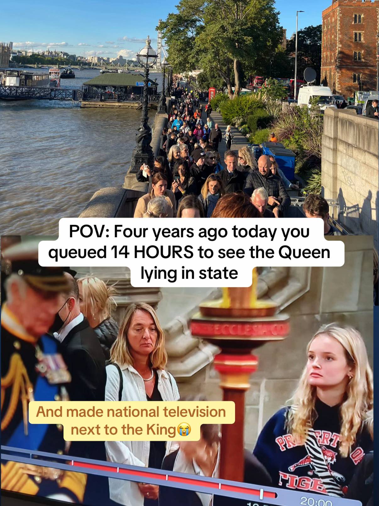 That was a niche side quest….14 hours of queuing😭🥹❤️  #lyinginstate #london #r