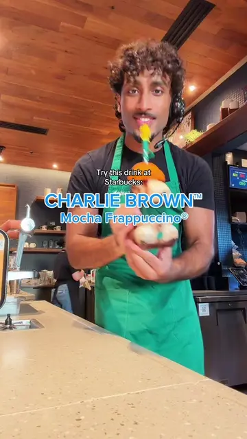 Charlie Brown Mocha Frappuccino is too DELICIOUS at Starbucks!🔥 #starbucks #cha