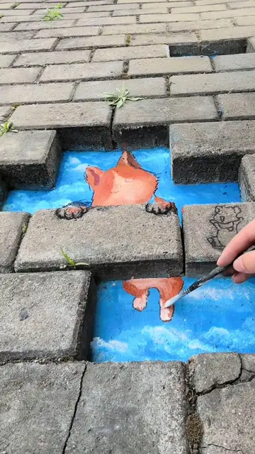 Tang Zixi turns overlooked corners of the street into playful little artworks. P