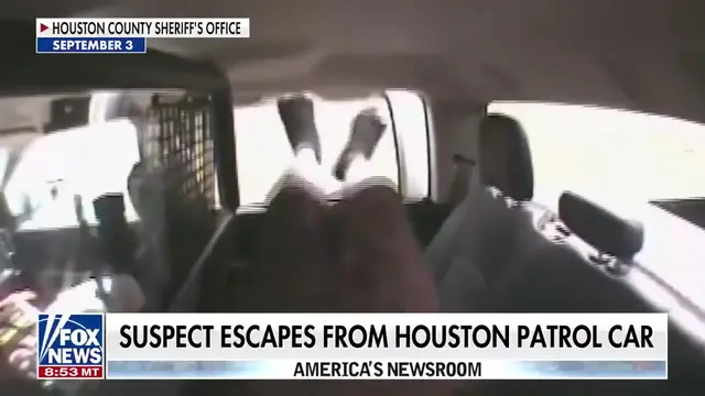 A not-so-great escape. A handcuffed suspect kicked out the window of a Houston p