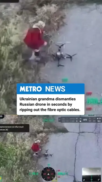 A Ukrainian grandma vs Russian drone… only one walked away... A video circulatin