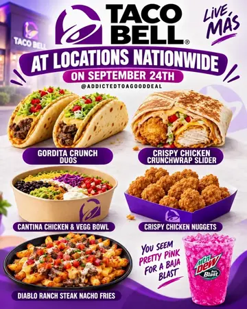Taco Bell fans, get ready! 🔔💜 A new lineup is hitting locations nationwide Sep