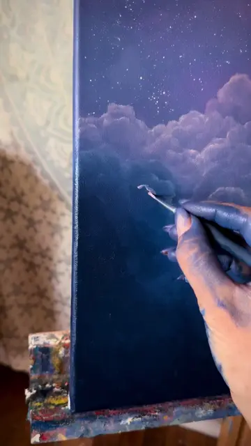 This is what I've got on the easel today! I'm in love with this dreamy starlit c