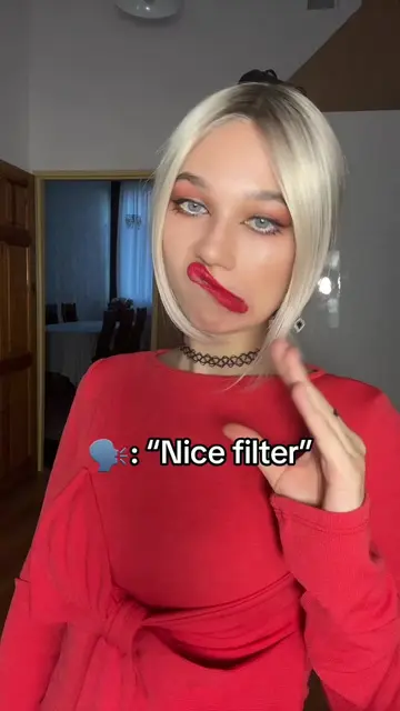 Where is this “filter”, genius? 😱 #nofilter #redlips #redlipstick #whitehair #p
