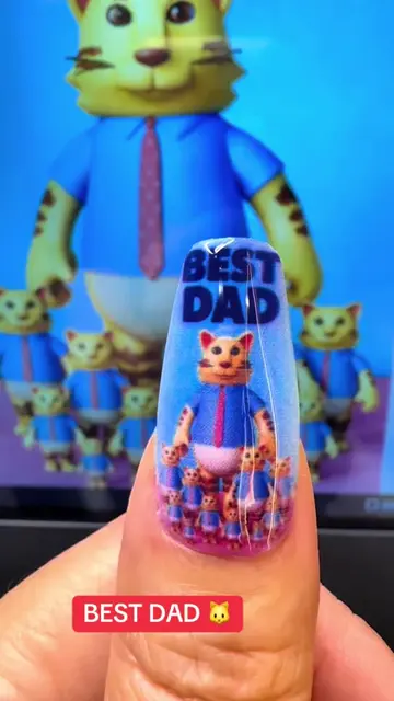 You asked for it… I printed it! 🐱💙 BEST DAD is ready! #NailPrinter #BestDad #C