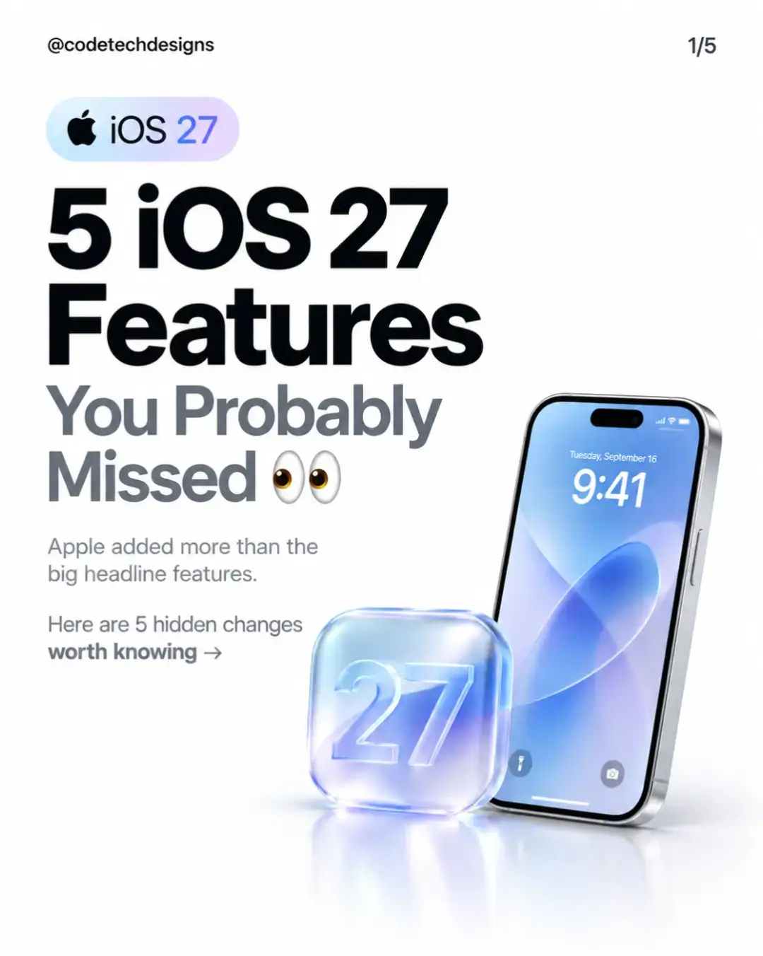 5 IOS 27 features you probably missed #ios27 #ios27features #techtok #codetechde