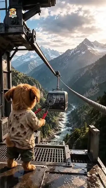 This puppy cut the ropeway then...   #puppylove  #viral  #trendingreels  #fyp  #