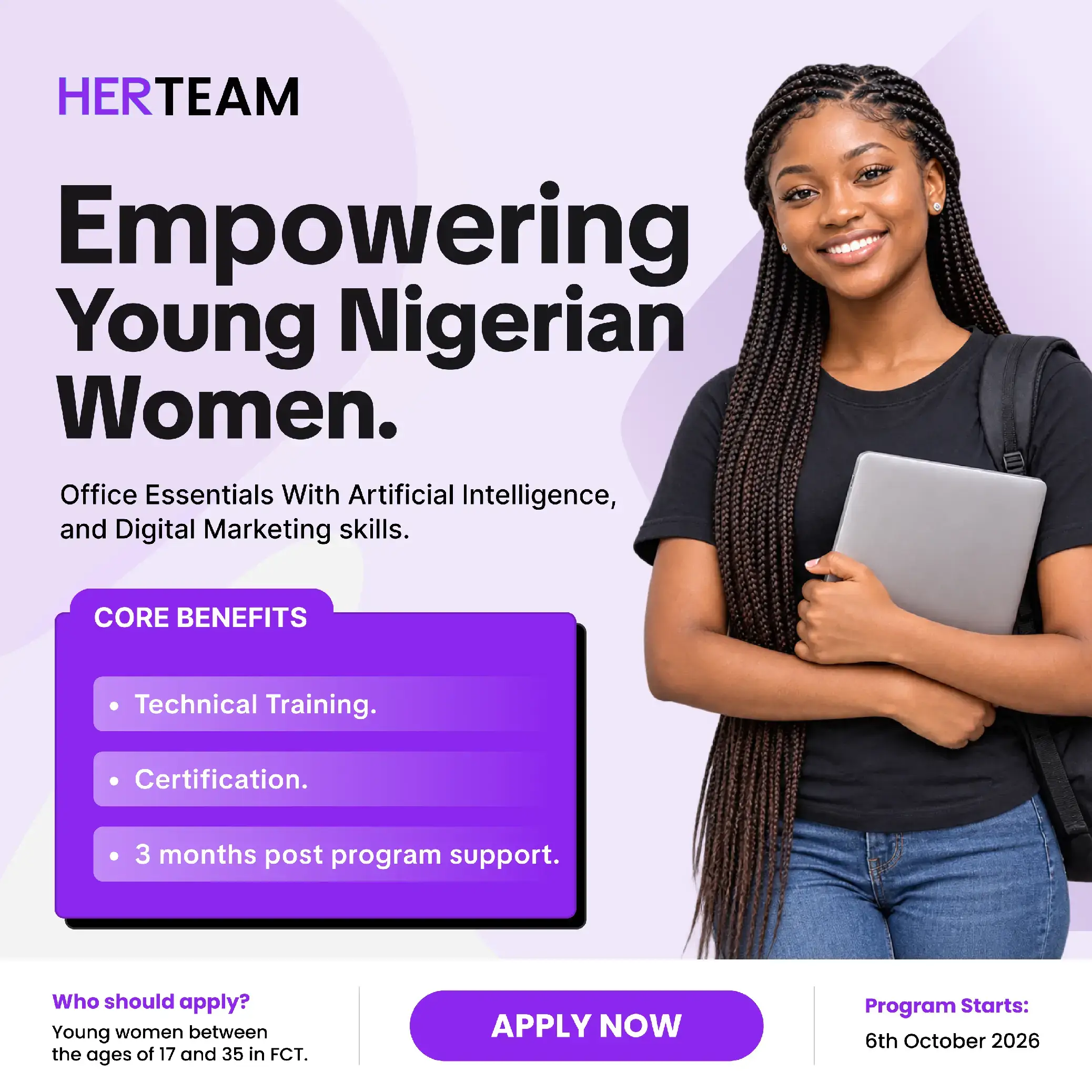 Calling all young women in Abuja ready to build a future in tech. The HERTEAM In