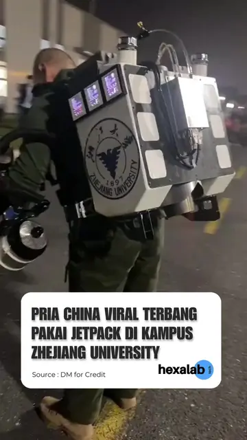 Seorang pria bernama Jiao Bojing menjadi viral setelah berhasil terbang mengguna