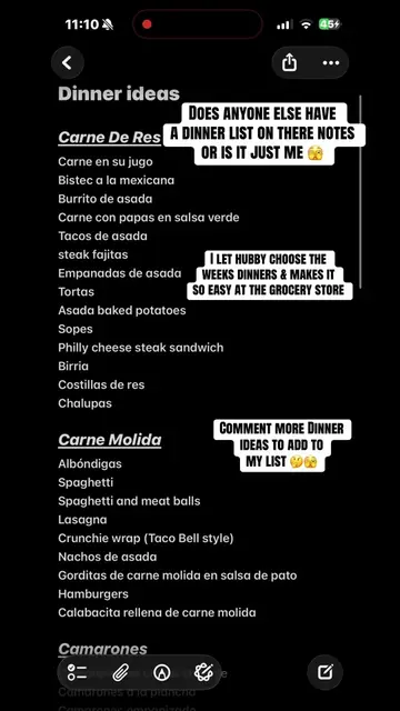 #dinnerlist#ideasdecena#mealideas#fyp