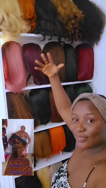 Village woman arranging her wig section 