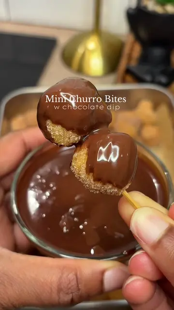 Mini Churro Bites with homemade chocolate dipping sauce. If you love churros, wh