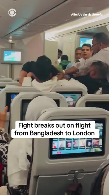 Fists flew as a fight broke out between passengers on a flight from Bangladesh t