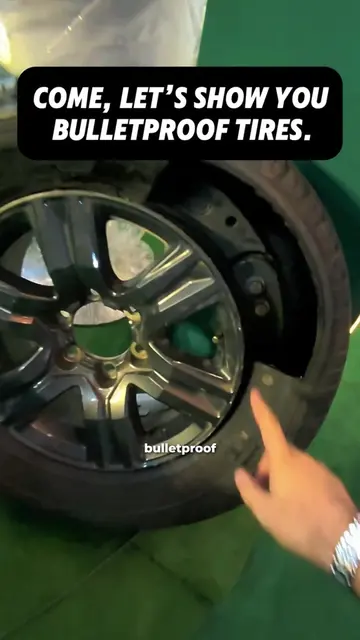 What's actually inside a bulletproof tyre? 🔍🛞 At the Auto Show today — a bulle