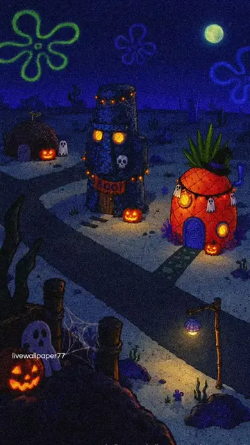a nostalgic Halloween 🎃🌙🫧 tap wallpics for live wallpaper! #spongebob #hallow
