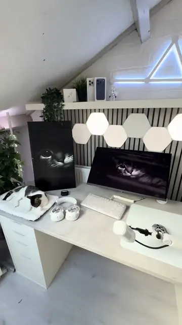 My girl gaming setup! 🤍 #whitesetup #setup #cozysetup #GamingSetup #girlsetup 