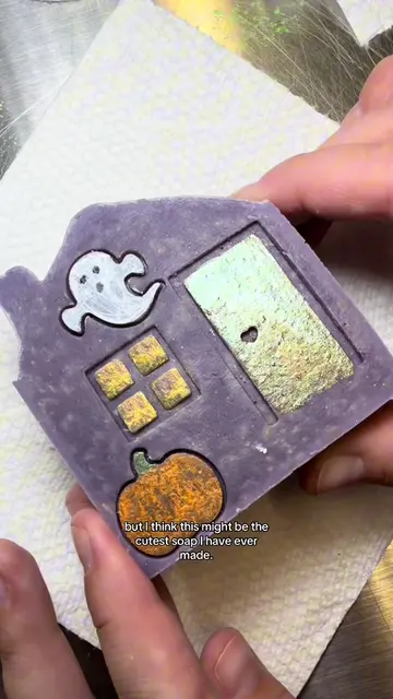 The final result of our haunted house soap! These are stamped and hand painted w