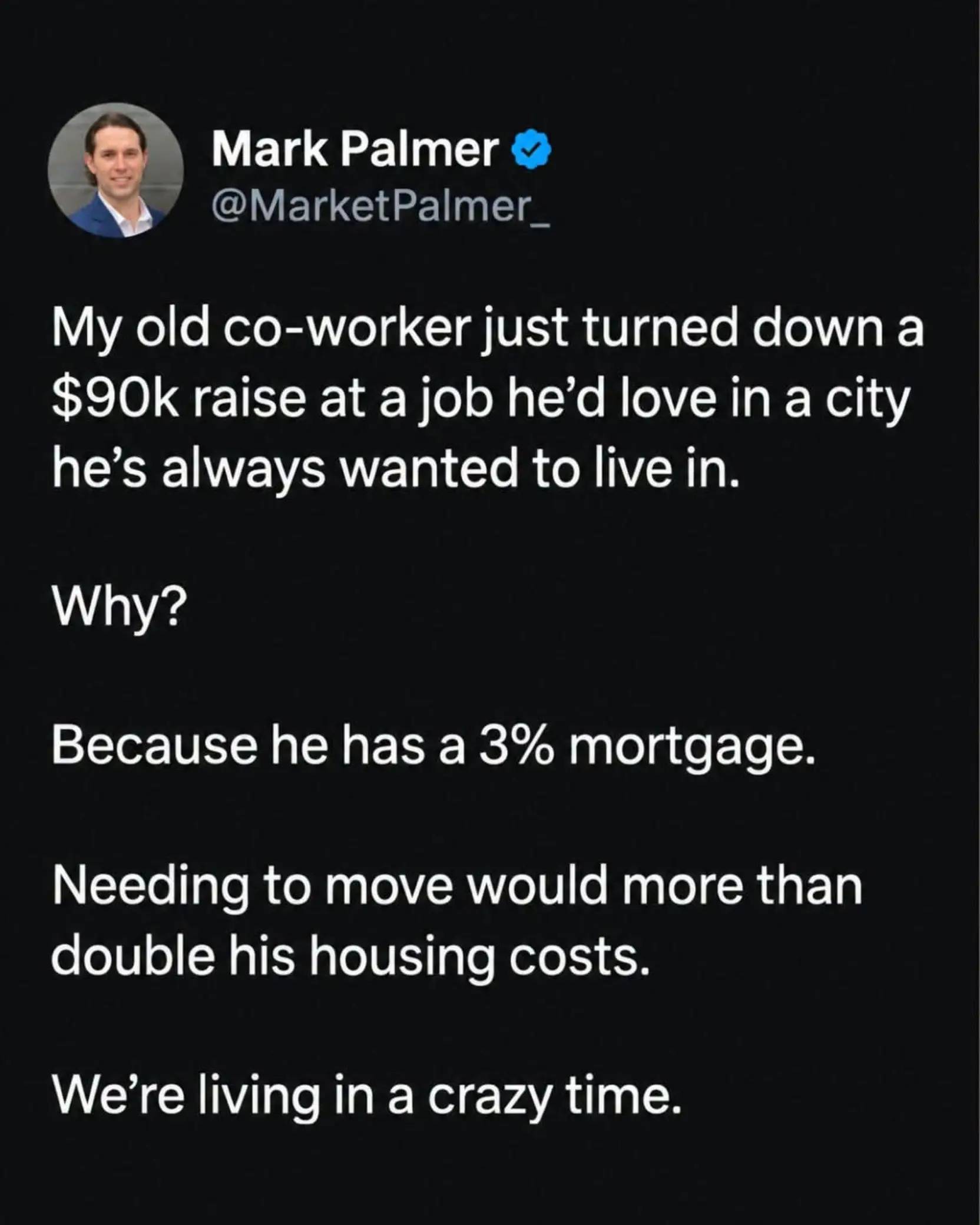 A 3% mortgage in 2026 is basically a golden handcuff. 1. A 3% mortgage is a once