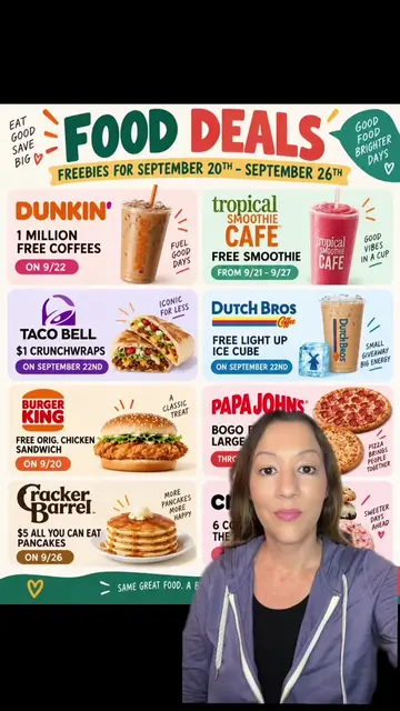 🚨 FOOD DEALS & FREEBIES THIS WEEK! 🍔☕🥤🍪 Save this because there are some GOO