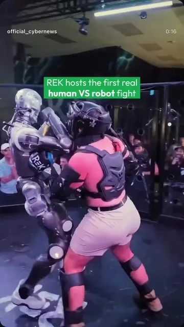 Science fiction just collided with reality as a human fighter stepped into the r