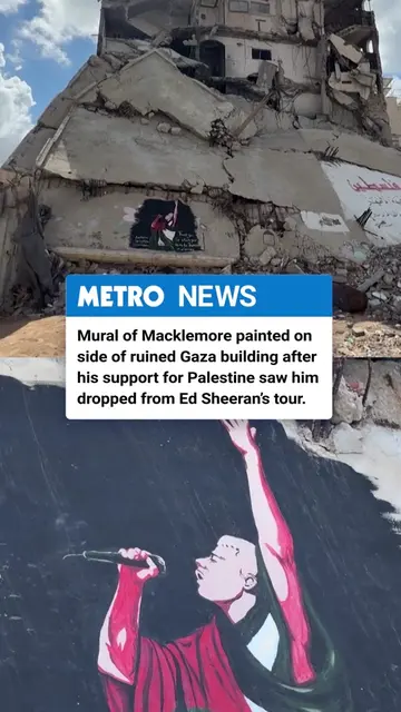 “Thank you for using your voice for Palestine,” the mural reads. ❤️ Artists Anne