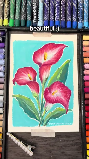 Drawing gorgeous calla lilies with CREAMY oil pastels ✨🩷 #oilpastel #callalily 