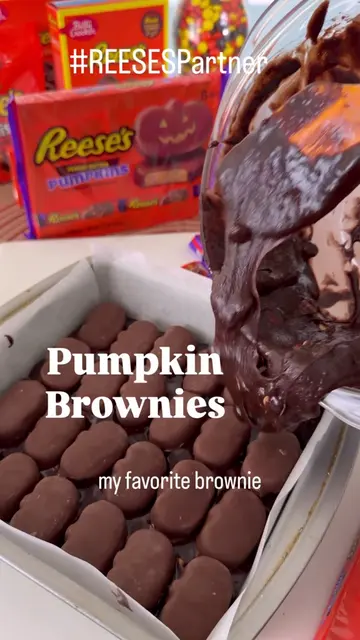 Freeze your REESE’S Pumpkins. Trust me. 🎃 REESE’S Pumpkin Brownies: prepare one