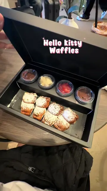 Hello Kitty waffles + a horchata latte? 🥹☕️🧇 Such a delicious way to start the